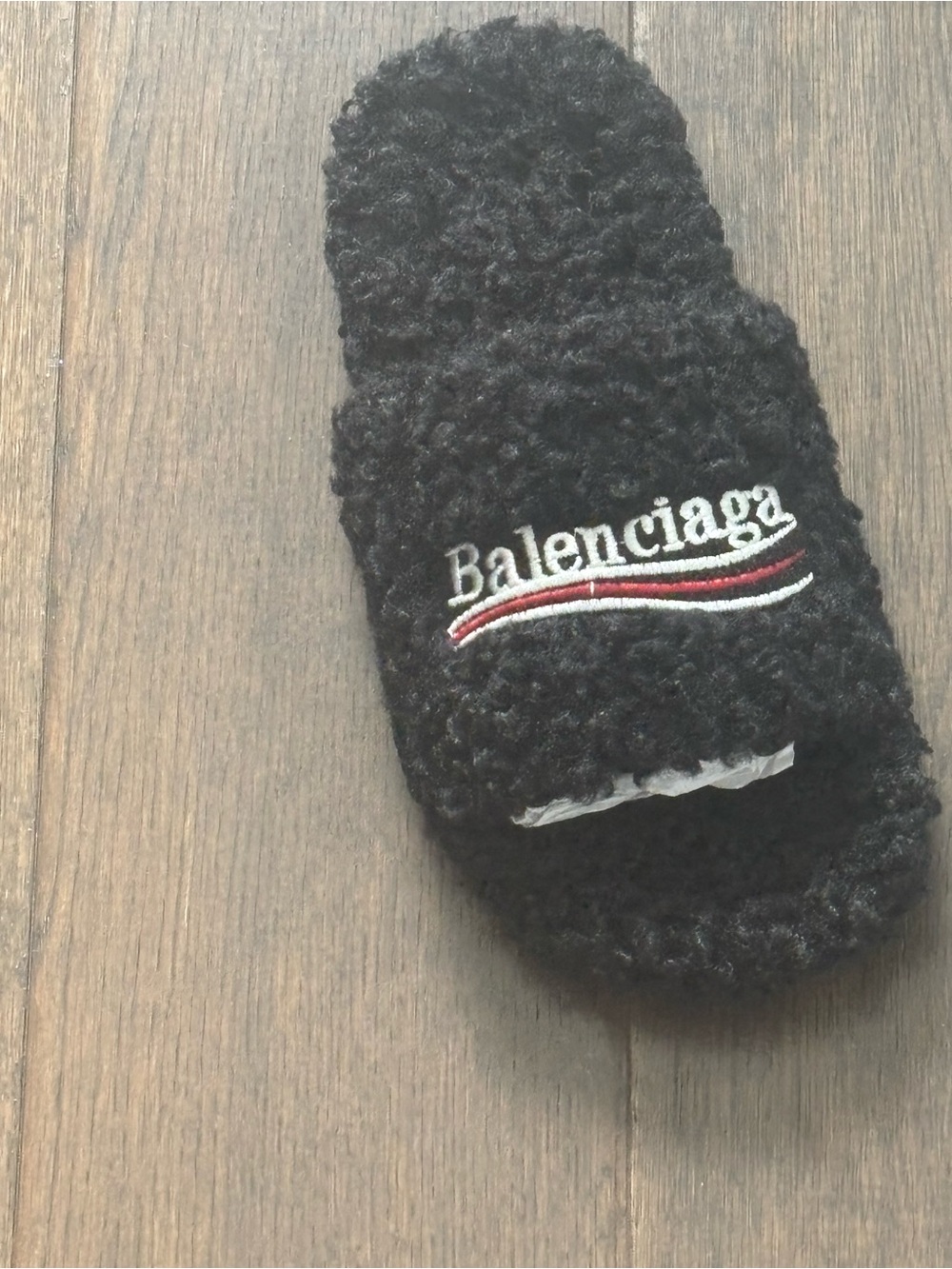 Balenciaga fur slides